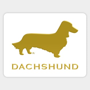 Longhaired Dachshund silhouette golden color Magnet